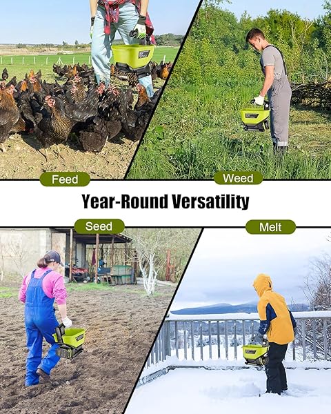 ADISIPSOARIN SEED SPREADER FOR RYOBI 18V BATTERY,HANDHELD FERTILIZER SPREADER FOR LAWNS,AVAILABLE YEAR-ROUND,GRASS SEEDS,FERTILIZER,ROCK SALT AND ICE MELT(BATTERY NOT INCLUDED)