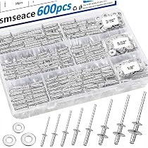 1000-Piece 1/8" Blind Pop Rivet Assortment Kit With Sturdy Storage Case