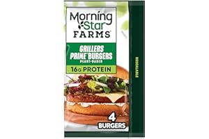 MorningStar Farms Veggie Burgers, Vegetarian, Frozen Meal Starter, Grillers Prime, 10oz Bag (4 Burgers)