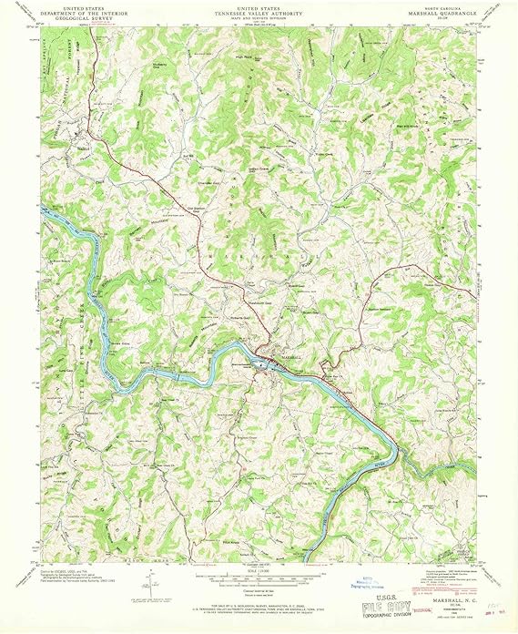 YellowMaps Marshall NC topo map, 124000 Scale, 7.5 X 7.5 Minute, Historical, 1945