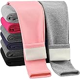 Resinta Girls Winter Fleece Lined Leggings Cotton Thick Thermal Tights Kids Soft Stretchy Pants Full Length