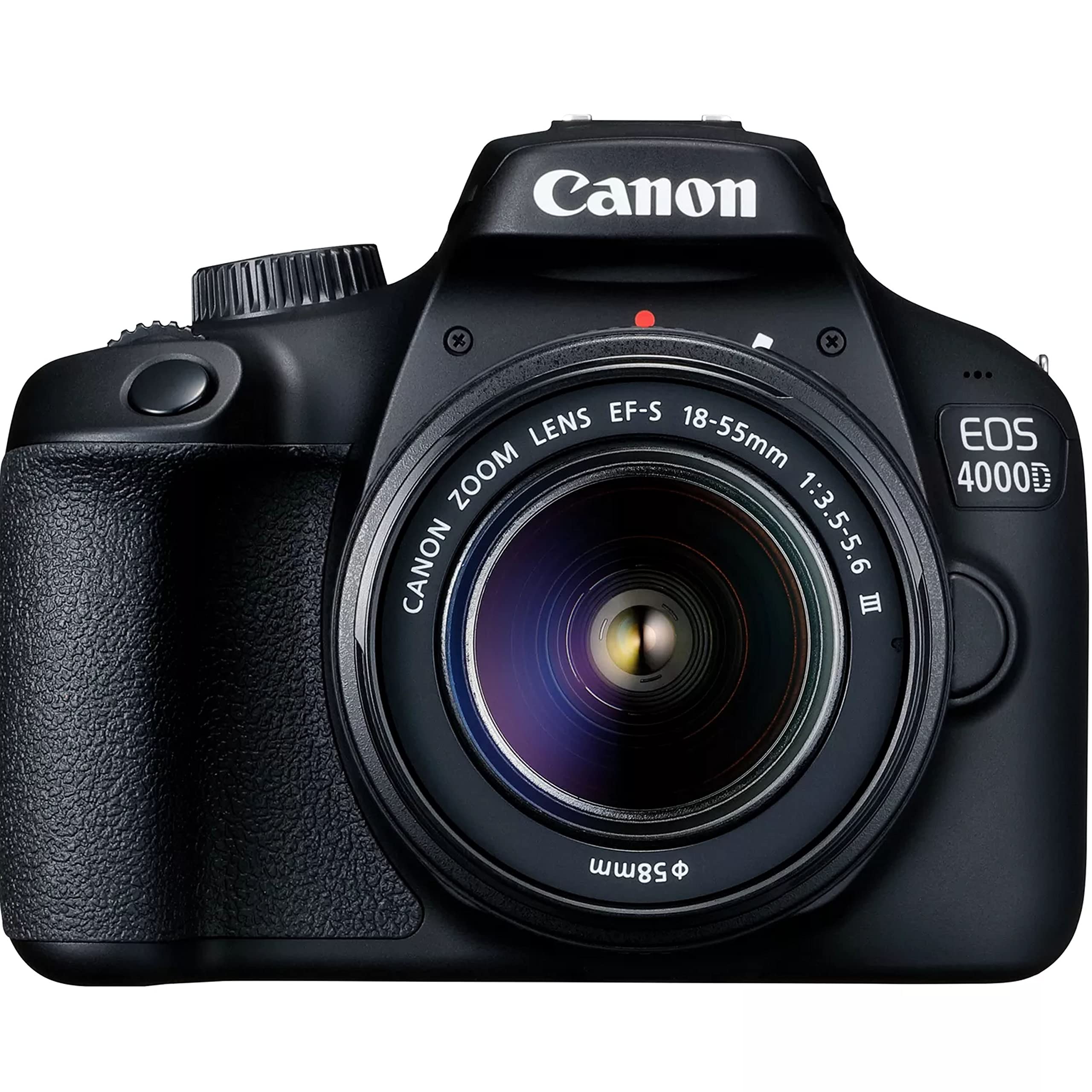 Canon EOS 4000D / Rebel T100 DSLR Camera w/EF-S 18-55mm F/3.5-5.6 Zoom Lens + 64GB Memory, Filters,Case, Tripod, Flash, and More (34pc Bundle) (Renewed)