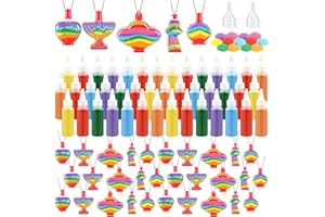 78 Pcs Sand Art Bottle Necklace Kits Include Colored Art Sand, Plastic Sand Art Bottles Necklace, Mini Plastic Funnels, Terra