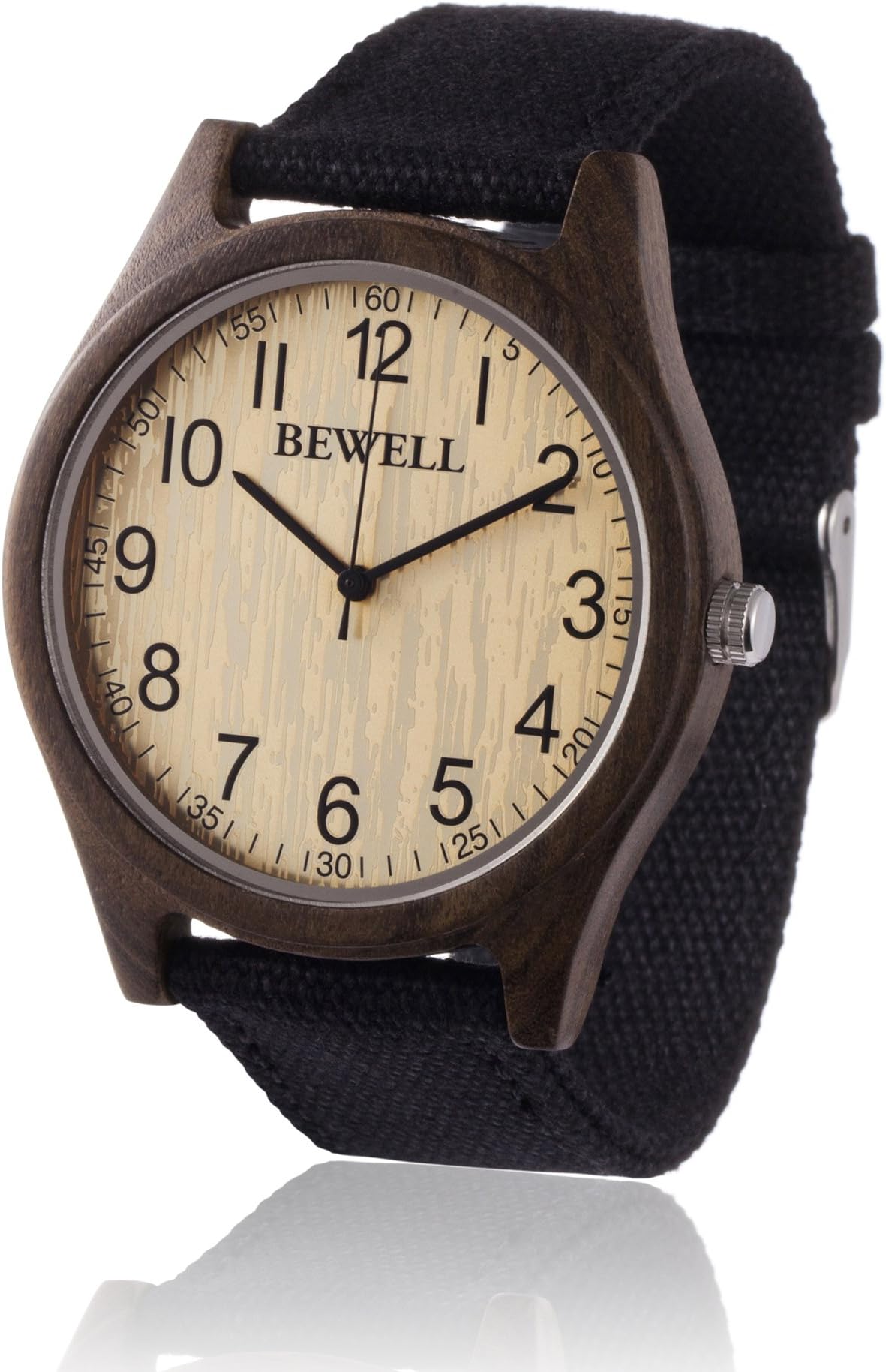 Time Watch Bewell Wood Rake Berg/Sandalwood 100% Natural Product Very Light/Suitable for Allergy Sufferers/Kupferverzierung Housing Cover/Comfortable/Canvas Bracelet