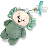 RaZbaby RaZbuddy LuLu Dragon Flat-Lay Plush Pacifier Holder with Detachable JollyPop Pacifier, 0M+, 100% Medical Grade Silicone, Machine Washable Designer Stuffed Animal (LuLu Dragon)