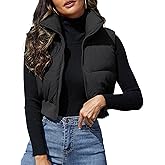 Dqbeng Womens Cropped Puffer Vest Zip Up Sleeveless Jacket Lightweight Stand Collar Quilted Winter Outerwear
