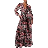 Lulus Pearl Long Sleeve Floral Dress for Women, Cocktail Maxi Dress