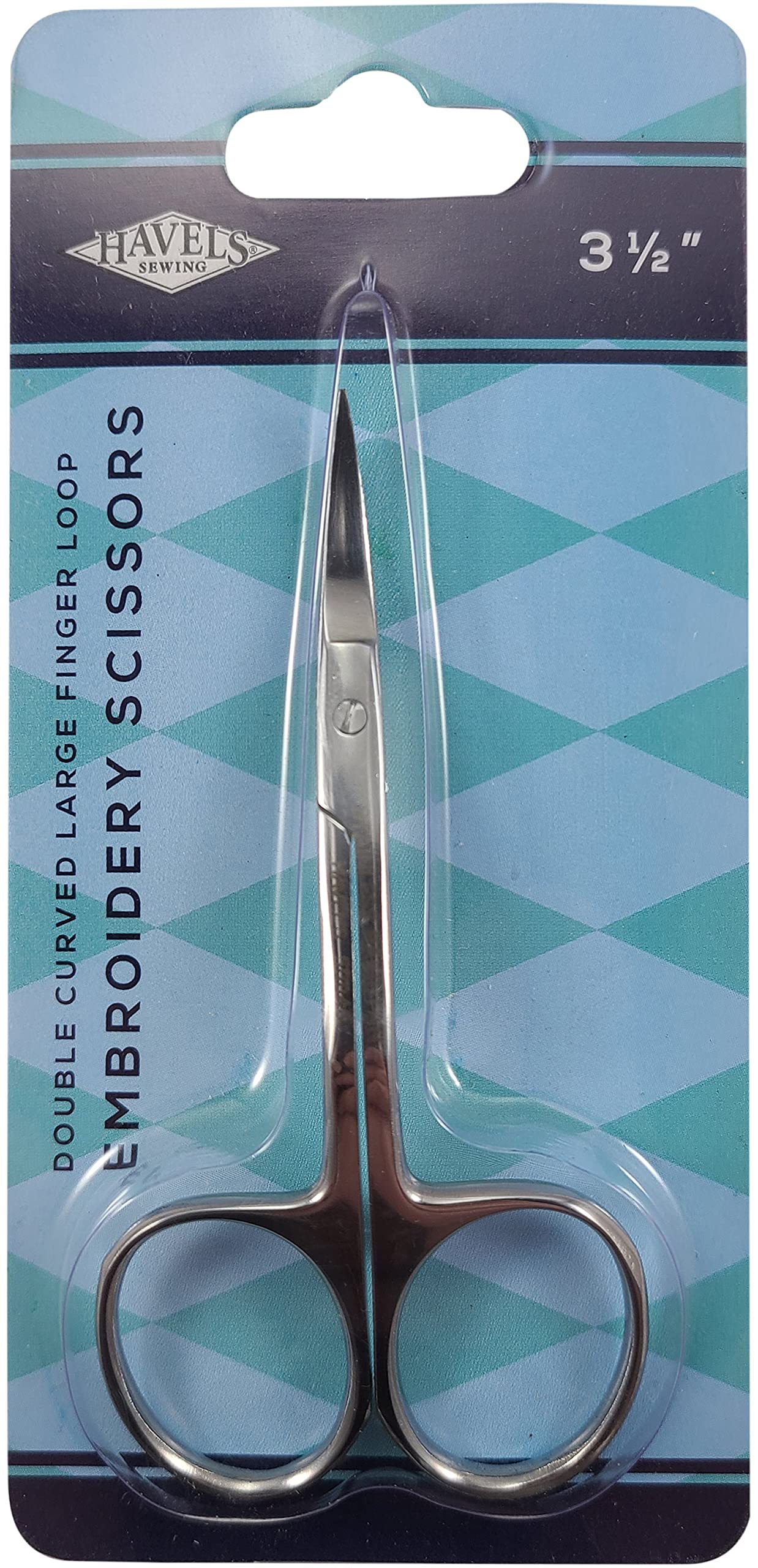 Havel's Double Curved Embroidery Scissors 3.5-inch Large Finger Loop, Acrylic, Multicoloured, 0.27 x 3.15 x 7.75 cm