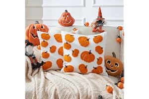 SEOENLIN Halloween Pillow Covers 18x18 inch Set of 2 White Throw Pillow Cases Soft Plush Cushion Case for Chair Sofa Bedroom Living Room Home Decor