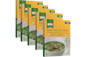 Ashoka Entrees 1932, Plant-Based Tofu & Spinach Curry, All-Natural, Ready to Eat Meals, Palak Paneer, Kosher Certified, Great for Offices, Instant Meals with No Preservatives, Pack of 10