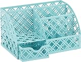 EXERZ Desk Organiser Turquoise 7 Compartment Mesh Caddy with Drawer view 4
