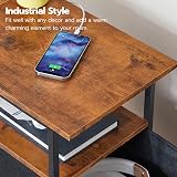 HOOBRO Narrow Bedside Table with Charging Station Set of 2 Rustic Brown Black view 8