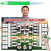 World Cup Schedule Poster&Final Round 48-Team Collection Showcase 2026,2-in-1 Double-Sided Functional Poster Football Merchandise Decorations,Soccer Match Decor Wall Chart,Soccer Fans Gifts 21x15In