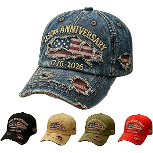 Eagle & Liberty,United States 250th Anniversary Hat,250th Anniversary USA Hat,Bald Eagle Embroidery Patriotic Baseball Cap