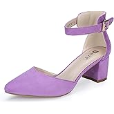 IDIFU Women's IN2 Pedazo Dress Shoes Low Block Heels Comfortable Chunky Closed Toe Ankle Strap Wedding Pumps