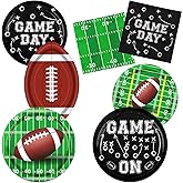 127Pcs Football Party Supplies - Football Shaped Party Plates and Napkins, Tableware Decorations for Sports Game Day Birthday Decoration
