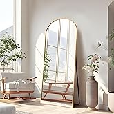 NicBex 56"x19" Arched Full Length Mirror with Stand, Aluminum Alloy Frame Arch-Top Full Body Mirror - Free Standing, Leaning Against Wall or Wall-Mounted, Gold
