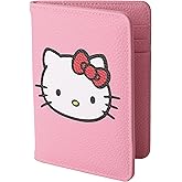 Hello Kitty Pebbled Pink Passport Holder for Travel Official License, Sanrio Passport Cover for Women