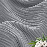 David's Home Soft Cooling Muslin Blanket King Size, 60% Rayon 40% Cotton, Breathable Lightweight Cool Blanket for Hot Sleepers, 4-Layer Cozy Gauze for Bed, 108"x90", Grey