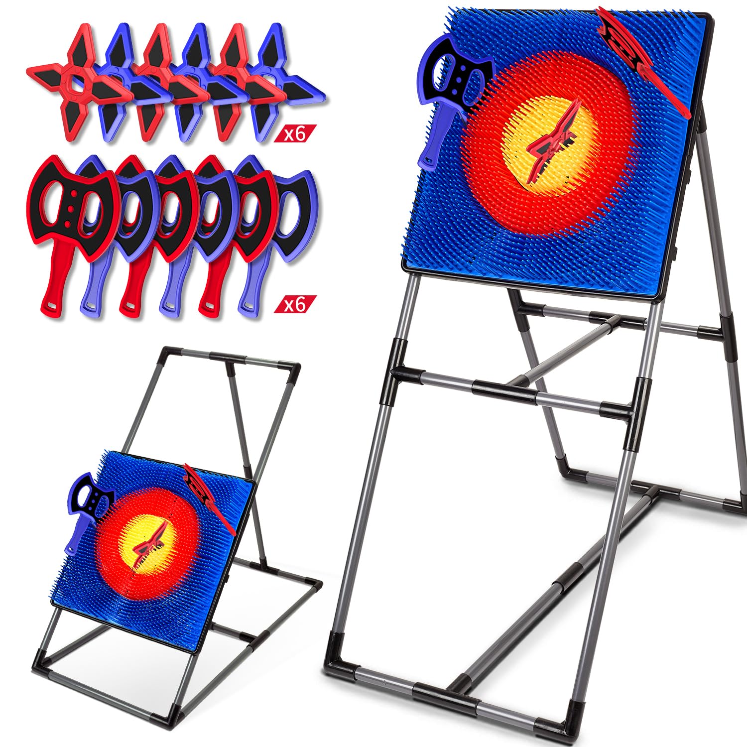 Photo 1 of Axe Throwing Game for Backyard, Axe Throwing Game Target with 6 Throwing Axes & 6 Dart, Outdoor/Indoor Games for Adults and Kids, Lightweight & Portable Yard/Carnival/Lawn Games for Family Party