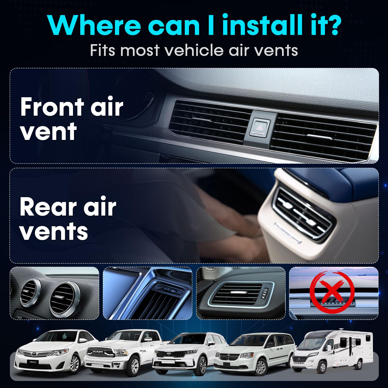 Smart Car Air Purifier Ionizer - Compact, Filter-Free Odor Eliminator for Smoke, Pet Odors and VOCs, Auto On/Off, Silent Operation, Universal Vent Clip Air Freshener for Car, Home, Office Use by Yakry