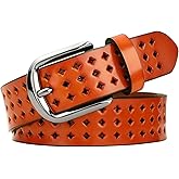 SUOSDEY Women’s Hollow Genuine Leather Belt for Jeans Dresses with Pin Buckle, Cowhide Waist Belt for Ladies