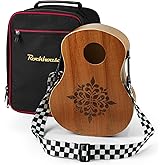 Rockhouse Travel Wooden Cajon Drum Box Portable Hand Percussion Instrument | Beat Box Cajons with Adjustable Strap &amp; Storage Bag, Mahogany Body Makes Warm Tone, Easy Play for Beginners