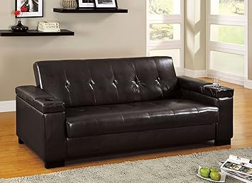 Amazon Com Furniture Of America Leatherette Futon Sofa With