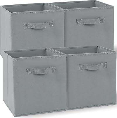 Amazing Tour 4 Pc Cube Storage Boxes 27x27x27 Gray Foldable
