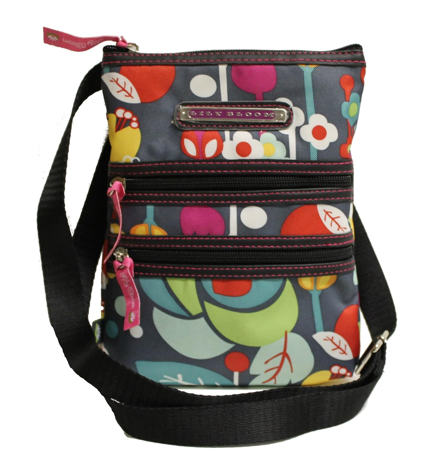 Lily Bloom Triple Zip Crossbody (GREY FLORAL) Amazon.co.uk Clothing
