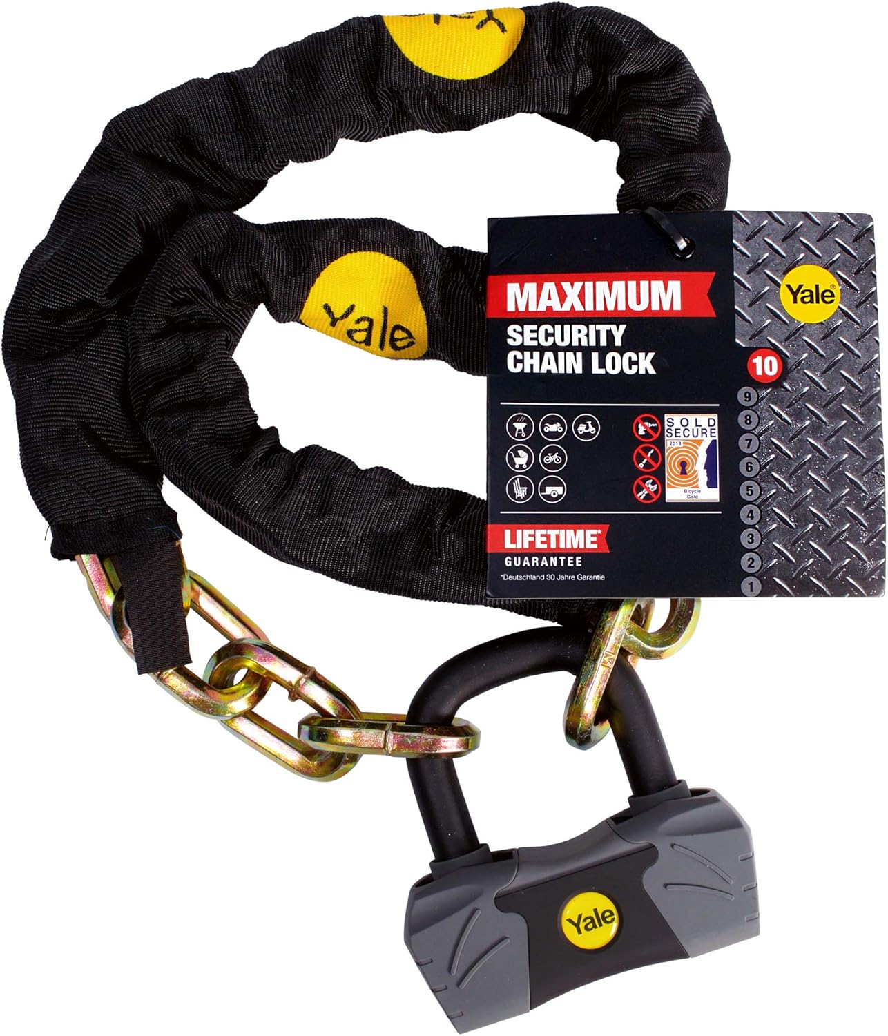 Super Saturday Yale YCL3 10 180 1 Maximum Security Chain Bike Lock 1800mm Heavy Duty Protection