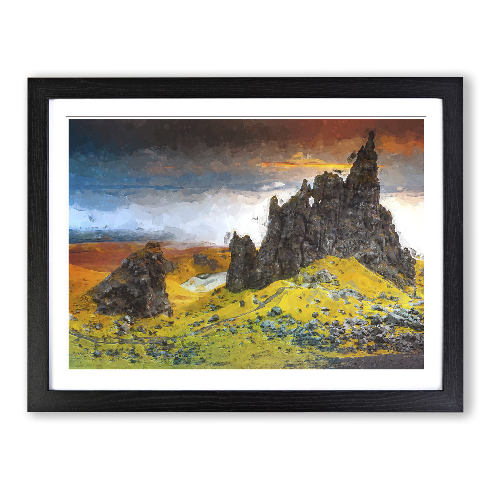 View From The Old Man Of Storr In The Isle Of Skye Modern Art Framed Print | A4 Black Framed Wall Art | Ready to Hang | Modern Nature Picture | Living Room Bedroom Lounge Office