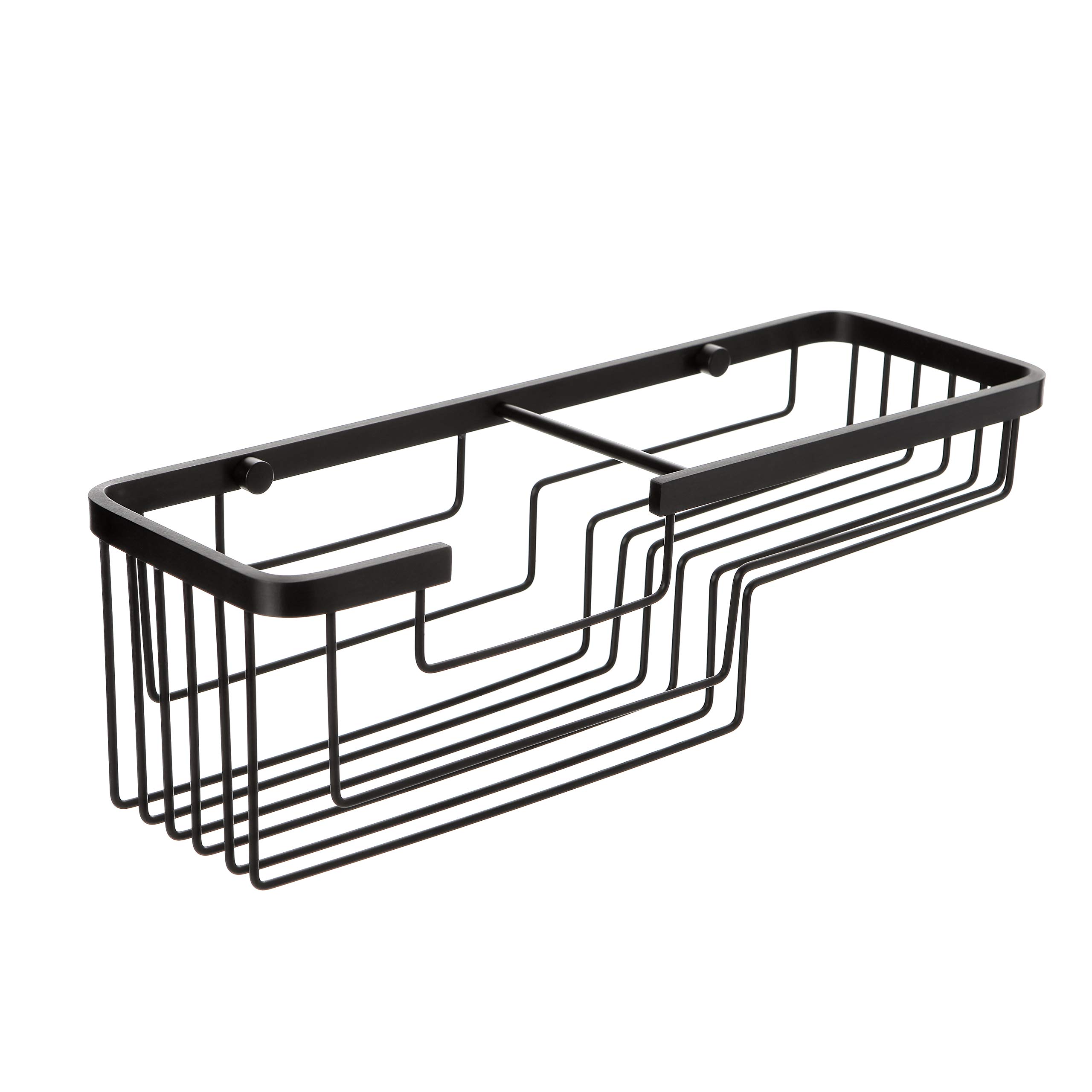 TATAY - Rectangular double shower basket with front opening. Black aluminium. Dimensions 12x11.5x37cm