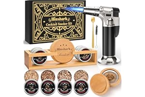 HINSHARK Gifts for Men, Cocktail Smoker Kit with Torch & Stand, Christmas Gifts for Men Dad Him Husband, Mens Stocking Stuffers, 4 Flavors Wood Chips for Old Fashioned Smoker Kit, Bourbon Whiskey (No Butane)