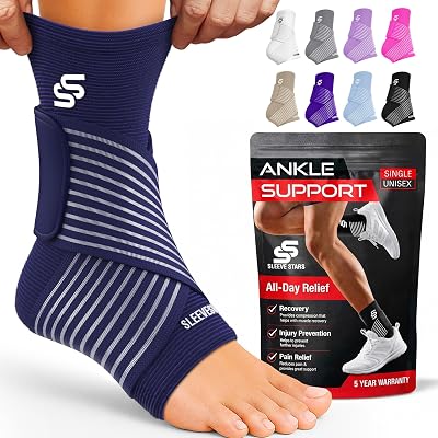 SS Sleeve Stars Ankle Brace with Removable Strap Navy Small/Medium