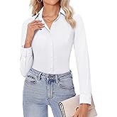 siliteelon Womens Stretch Button Down Shirts Slim fit Long Sleeve Dress Shirt Wrinkle Free Collared Business Casual Blouse