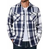 COOFANDY Men Flannel Shirt Casual Button Down Shirt Jacket Long Sleeve Plaid Shirts with Pockets