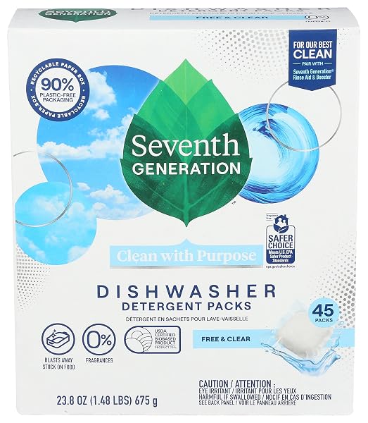 SEVENTH GENERATION DISHWASHER DETERGENT PACKS FREE & CLEAR...