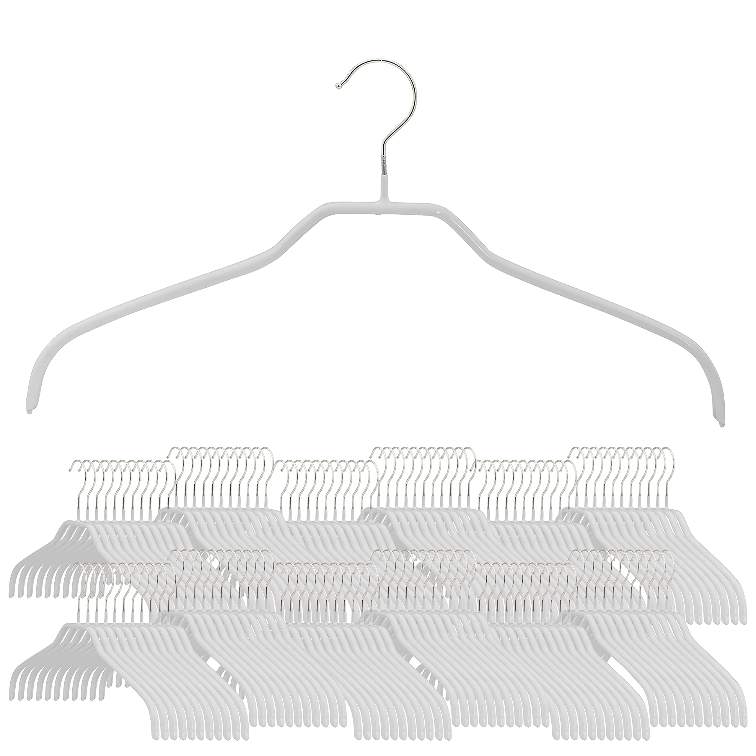 Mawa by Reston Lloyd Silhouette Series Non Slip Saving Clothing Hanger for Shirts and Dresses, Style 41/F,Set of 140, White