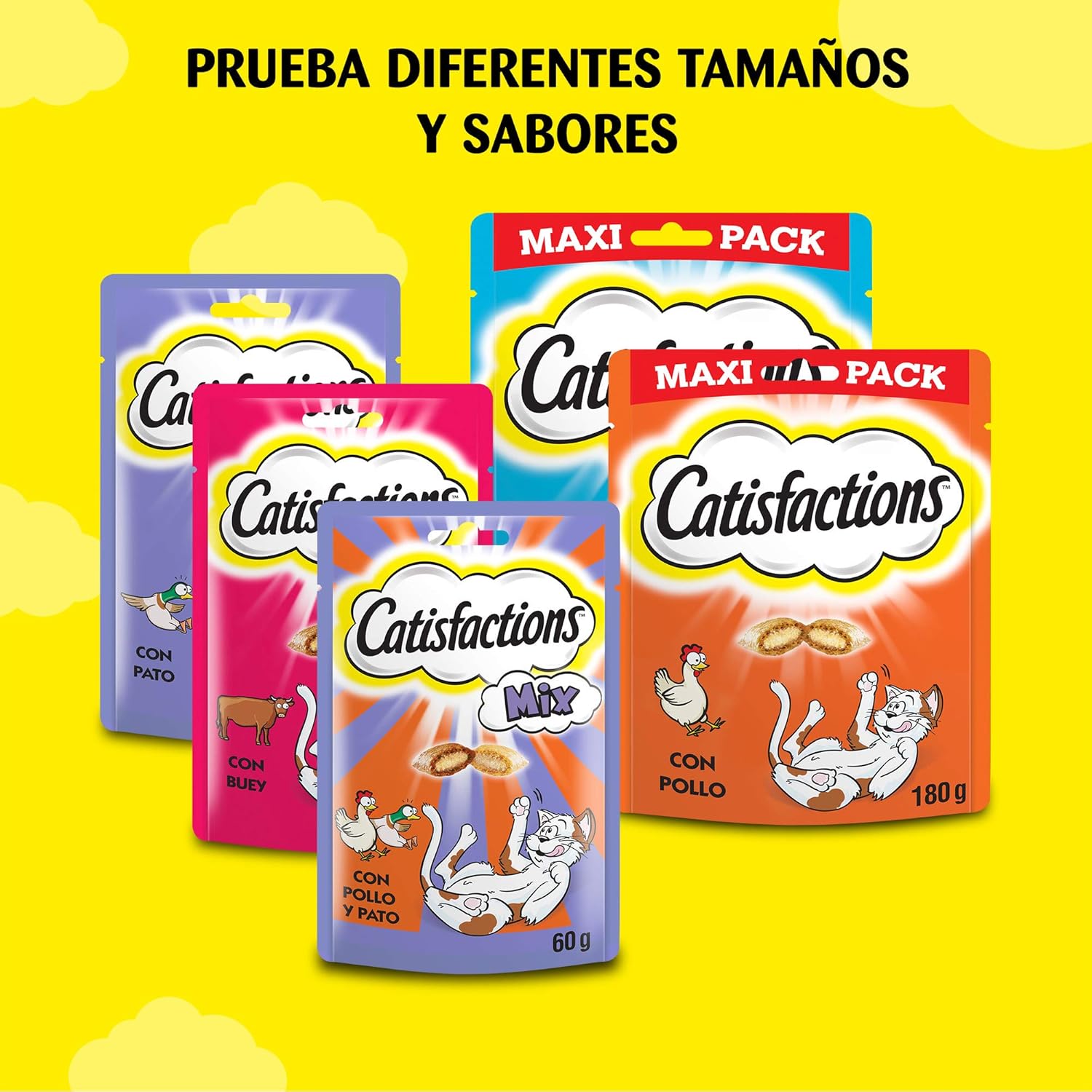 Catisfactions Friandises Pour Chat Gout Poulet Canard Recompenses Pour Chats Adultes Et Chatons Pack De 6 Sachets De 60 G Amazon Fr Animalerie