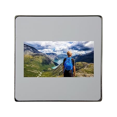 Noruega, montaña, Cielo, Azul, agua Metal cuadrado imán para ...