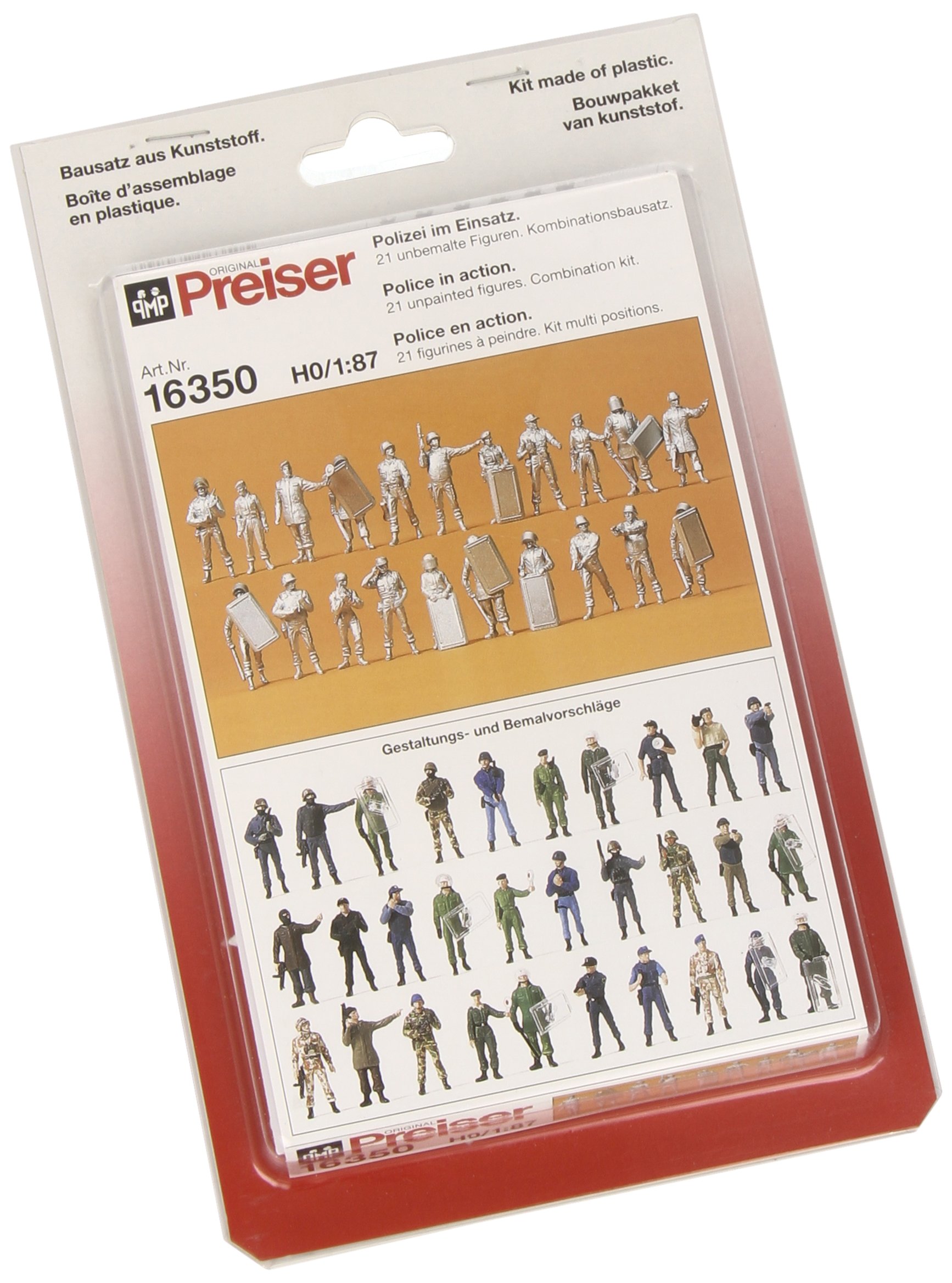 Preiser 16350 Unpainted Figure Set Assorted Police HO Model Figure