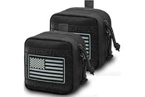 Tactical MOLLE Admin Utility Pouch with Flag, Laser Cut 4x4 inches Small Tool Belt Pouch Bag, with Interior Divider and Remov
