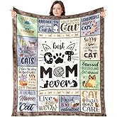 Wxiben Cat Mom Throw Blanket - Cats Mom Gifts for Cats Lovers Cat Mom Ever Throw Blanket Soft Flannel Blanket Gift for Women Pets Lover Gifts for Cats Owners Mother Chair Sofa Bed Home Decor 60x50