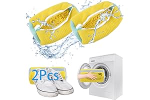 FITACTIC 2 Pcs, 2024 Laundry Bags Mesh Wash Bags, Reusable Shoe Washing Machine Bag For All Shoes, Laundry Shoe Bag For 360° Deep Cleaning, Deluvo Shoe Cleaning Bag, Laundry Bag For Shoes（Yellow)
