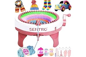 PKHOUHYI SENTRO 40 Needles Knitting Machine, Smart Automatic Knitting Machine for Adults and Beginners, Circular Weaving Crochet Knitting Loom Machine Kit for Hat,Sock,Scarf,Gloves,Sweater