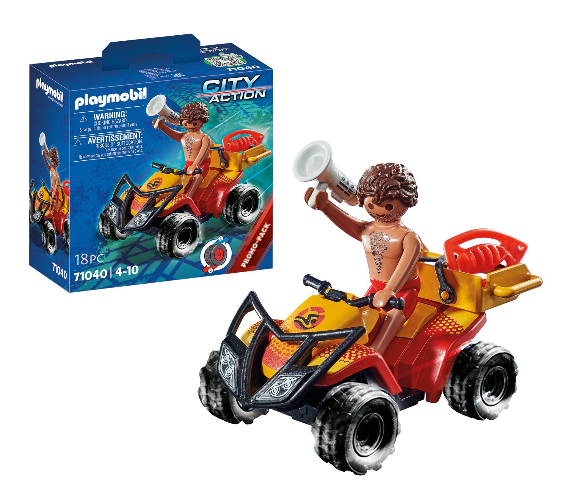 Playmobil 71040 City Action Beach Patrol Quad, rescue, Racing, quad bike, Fun Imaginative Role-Play, PlaySets Suitable for Children Ages 4+