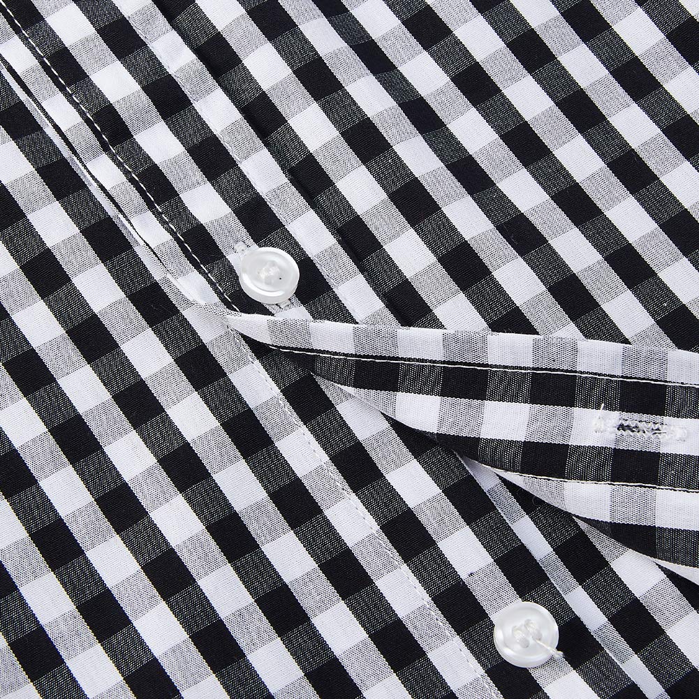 RAISEVERN Negro Chequeado Manga Larga Camiseta para Hombre de Oktoberfest Trajes