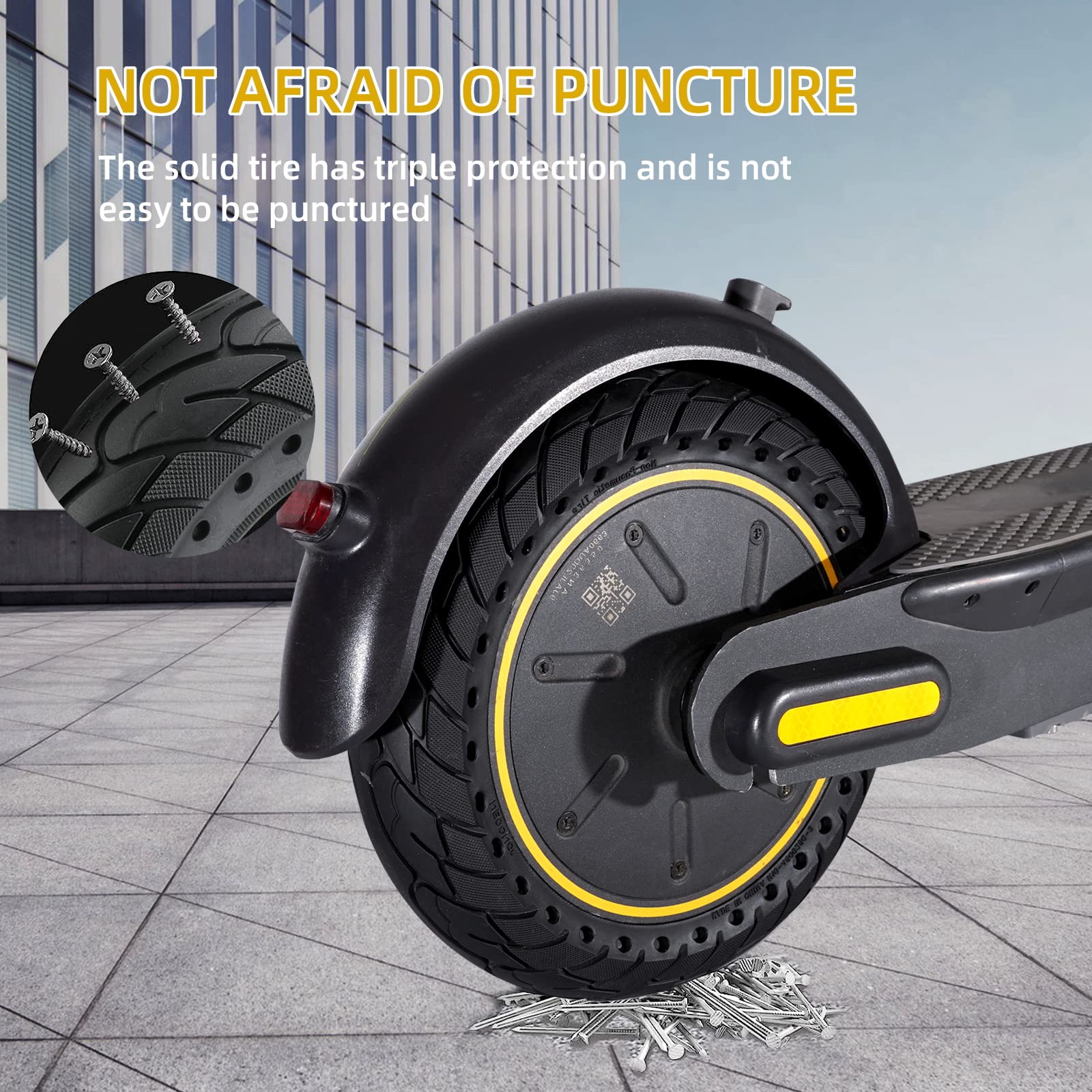 Solid Rubber Tire 10x2.5 Inch for Ninebot Segway MAX G30 G30P G30LP Electric Scooter, 60/70-6.5 Honeycomb Explosion-Proof Double Shock Absorption Front/Rear Tire Replacement Accessories 2PCS