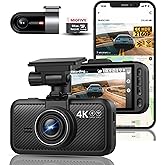 Miofive Dash Cam Car Front Rear 4K+4K WiFi Bluetooth Dash Cam with 64GB SD Card, Dual Car Camera with Parking Monitoring, Super Night Vision, HDR, G-Sensor, Loop Recording, App Control, Max 512GB
